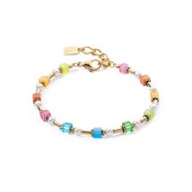 Coeur De Lion Gold Multicolour Pearl Petite Cubes Bracelet - Gold