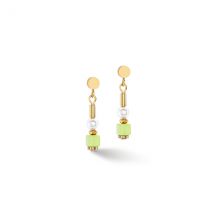 Coeur De Lion Gold Green Pearl Petite Cubes Earrings - Gold