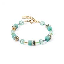 Coeur De Lion Gold Soft Green Cubes Bracelet - Gold