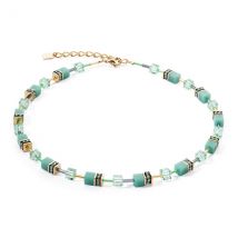 Coeur De Lion Gold Soft Green Cubes Necklace