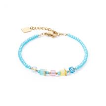 Coeur De Lion Gold Turquoise Crystal Petite Cubes Bracelet - Gold