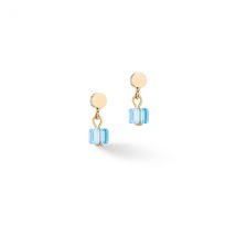 Coeur De Lion Gold Turquoise Crystal Petite Cubes Earrings - Gold