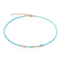 Coeur De Lion Gold Turquoise Crystal Petite Cubes Necklace
