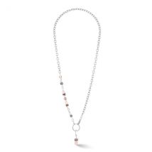 Coeur De Lion Silver Apricot Charm Link Cubes Necklace - Silver