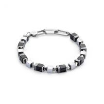 Coeur De Lion Men's Silver Black Cubes Bracelet - Silver