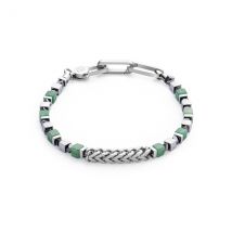 Coeur De Lion Men's Silver Green Cubes Bracelet - Silver