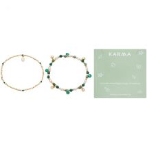 Karma Gold Green Charms Bracelets Set - Gold