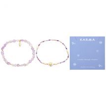 Karma Gold Purple Shell Bracelets Set - Gold