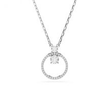 Swarovski Constella Rhodium Plated Round Crystal Circular Pendant Necklace