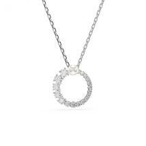 Swarovski Matrix Rhodium Plated Crystal Pearl Circle Necklace