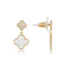 August Woods Gold Mother of Pearl Clover Drop Earrings - Gold