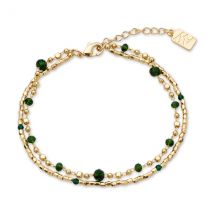 August Woods Gold and Green Bead Double Bracelet - Gold
