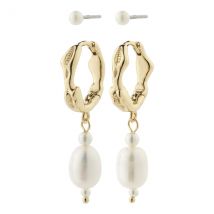 Pilgrim Gold Constance Organic Pearl Earrings 2 in 1 Set - Gold