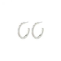 Pilgrim Silver Rue Baguette Crystal Hoops - Silver