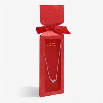 Joma Boxed Christmas Cracker Red Stars Necklace - Silver