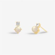 Joma Gold Halo Pearl Cubic Zirconia & Pearl Stud Earrings - Gold