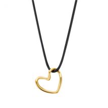 Over & Over Gold Black Cord Heart Pendant Necklace - Gold