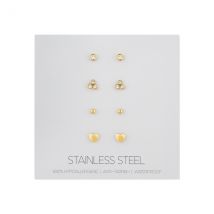 Over & Over Gold Stainless Steel Earring 4 Pack - Gold