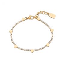 Over & Over Gold Stainless Steel Heart Tennis Bracelet - Gold