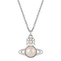 Vivienne Westwood Silver Tillya White Pearl Orb Necklace - Silver
