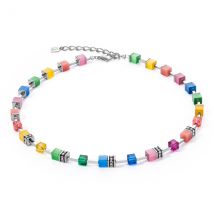 Coeur De Lion Silver GeoCube Iconic Pure Rainbow Necklace - Silver