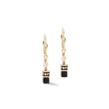 Coeur De Lion Gold Sparkling Princess Black Earrings - Gold