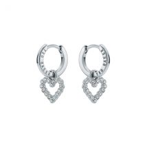 Ted Baker Silver Amora Crystal Halo Heart Huggie Earrings - Silver