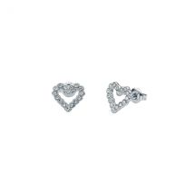 Ted Baker Silver Amorina Crystal Halo Heart Studs - Silver