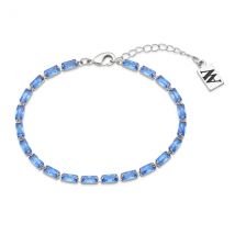 August Woods Silver Sapphire Crystal Tennis Bracelet - Silver