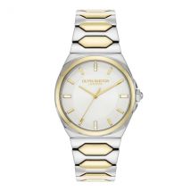 Olivia Burton Lustre Honeycomb Link Silver and Gold Watch