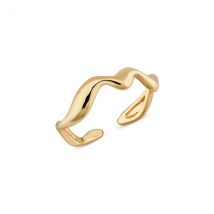Over & Over Gold Stainless Steel Open Band Wave Ring - Gold