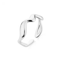 Over & Over Silver Stainless Steel Open Band Wave Ring