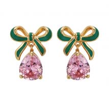 Amelia Scott Gold Amelia Bow Teardrop Green Pink Drop Earrings - Gold