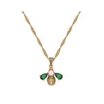 Amelia Scott Gold Beatrice Bee Green Pink Necklace - Gold