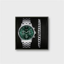 CLUSE Silver Antheor Green Watch and Bracelet Giftbox - Silver