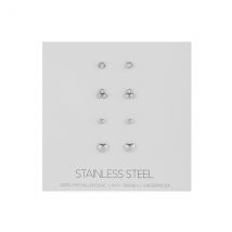 Over & Over Silver Stainless Steel Earring 4 Pack - Silver