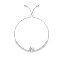 Disney Silver Rose Gold Minnie Tennis Slide Bracelet - Rose Gold