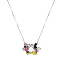 Disney Silver Minnie + Mickey Enamel Necklace - Silver