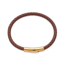 Over & Over Gold and Brown Leather Strap Bracelet - Gold
