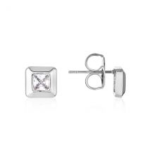 August Woods Silver Square Sparkle Stud Earrings - Silver