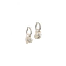 Vivienne Westwood Silver Florentia Pearl Heart Hoops - Silver