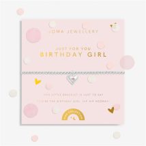 Joma Confetti Birthday Girl Heart Kids Bracelet - Silver