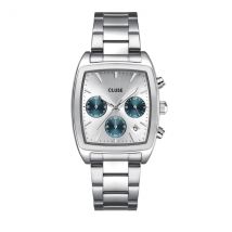 CLUSE Sil Quartaut Chronograph Silver + Blue Watch - Silver