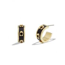 Coach Gold Black Pegged C Hoop Earrings - Gold