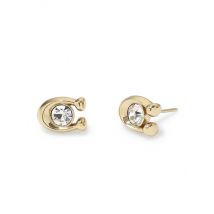 Coach Gold C Crystal Starter Stud Earrings - Gold