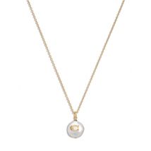 Coach Gold C Pearl Disc Necklace