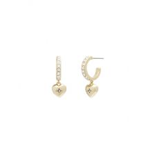 Coach Gold Heart Pave Huggie Earrings - Gold