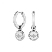 Olivia Burton Silver Steel Bee Hoop Earrings