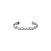 Boss Silver Tailored Steel Herringbone Cuff