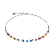 Coeur De Lion Silver Rainbow Lite Mini Cubes Necklace - Silver